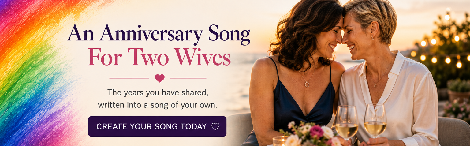 Two brides on their wedding day - a personalised lesbian wedding song