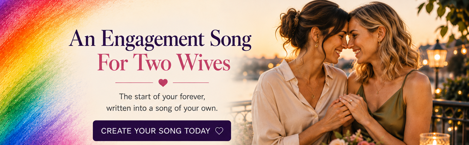 Two brides on their wedding day - a personalised lesbian wedding song